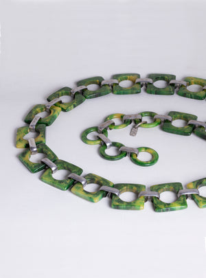 Vintage Green Belt Necklace