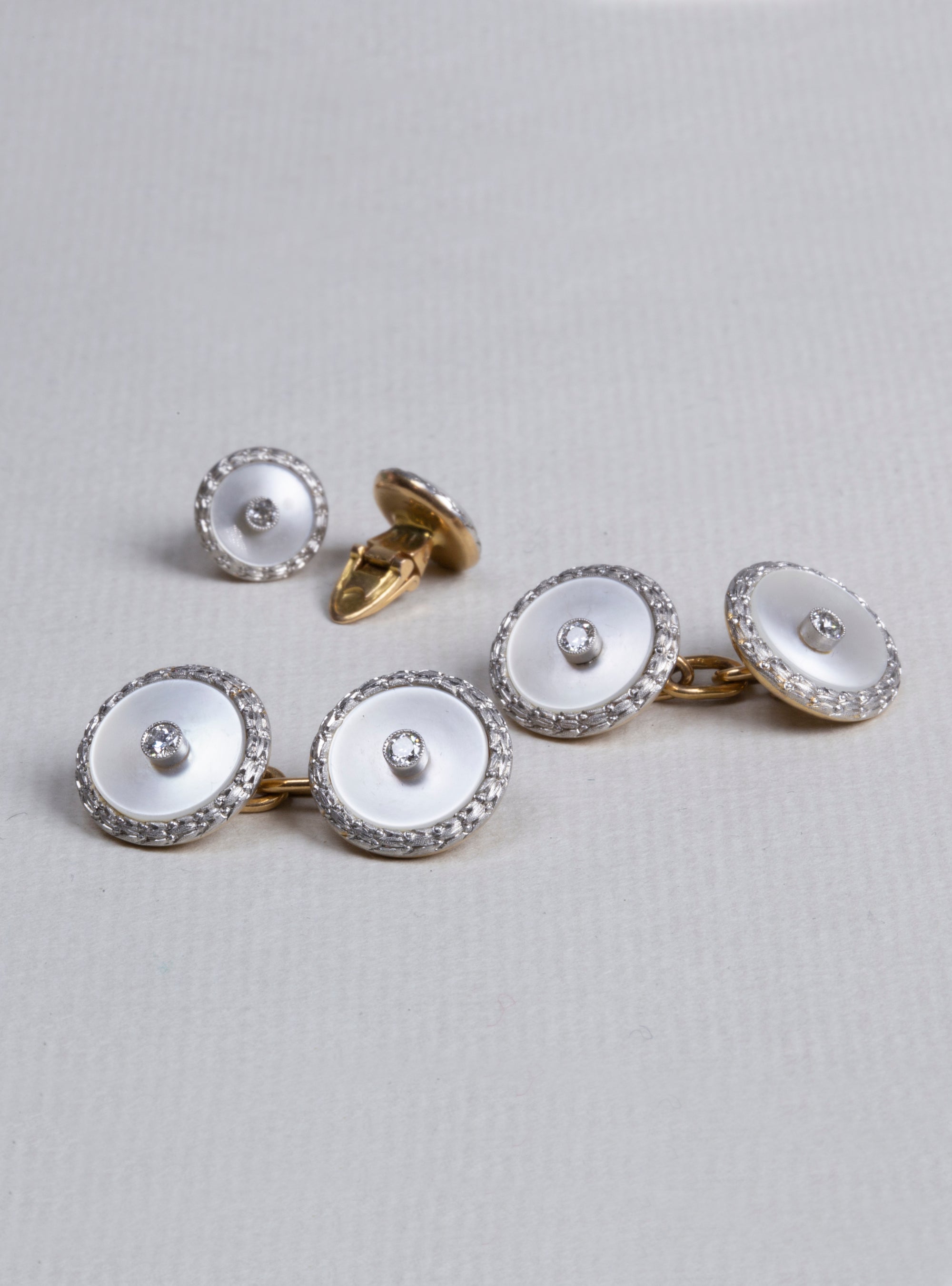 Vintage 18ct White Gold Cufflinks with Diamonds