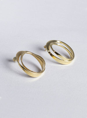 Gold Double Circle Stud Earrings