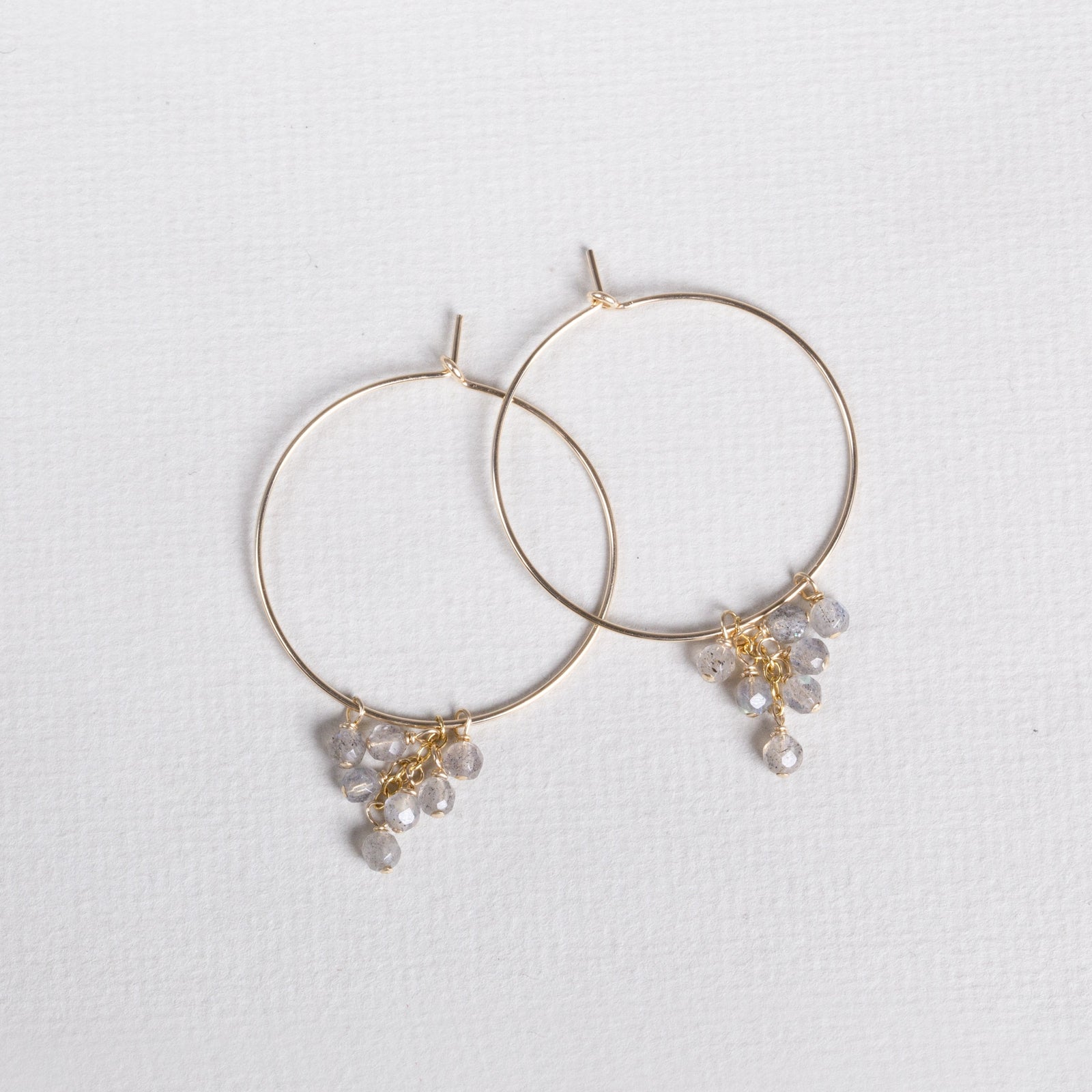 Gold Filled Hoops with Labradorite