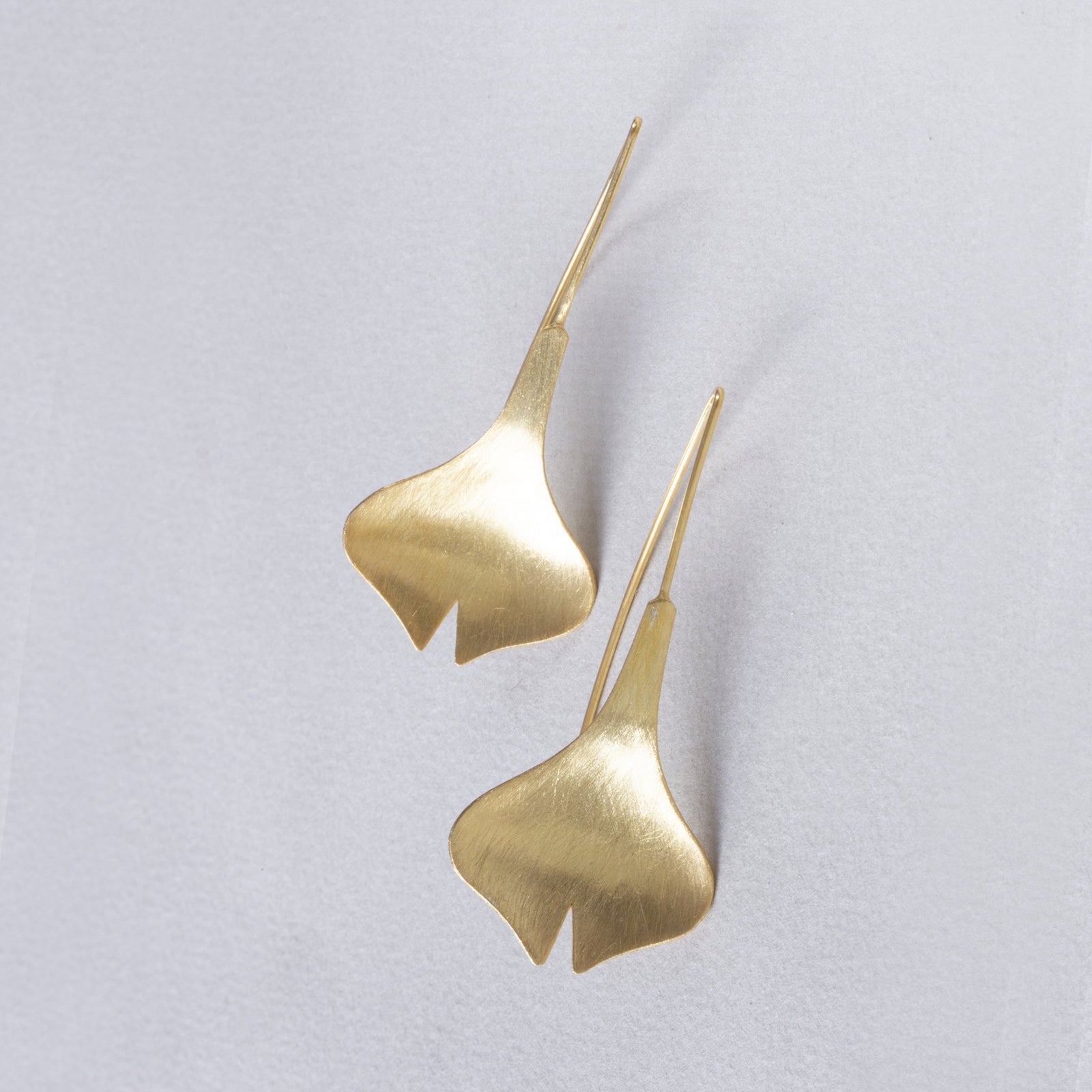 Brushed Gold Tulip Drop Earrings