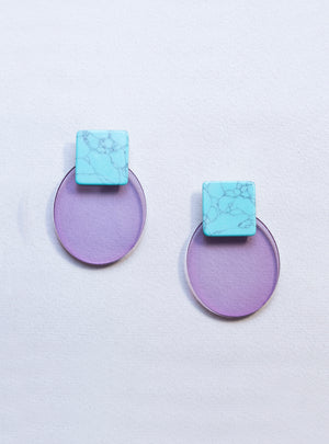 Resin Oval and Square Earrings