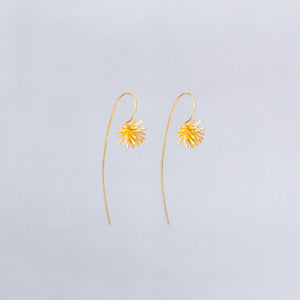 Gold Flower Long Drop Earring