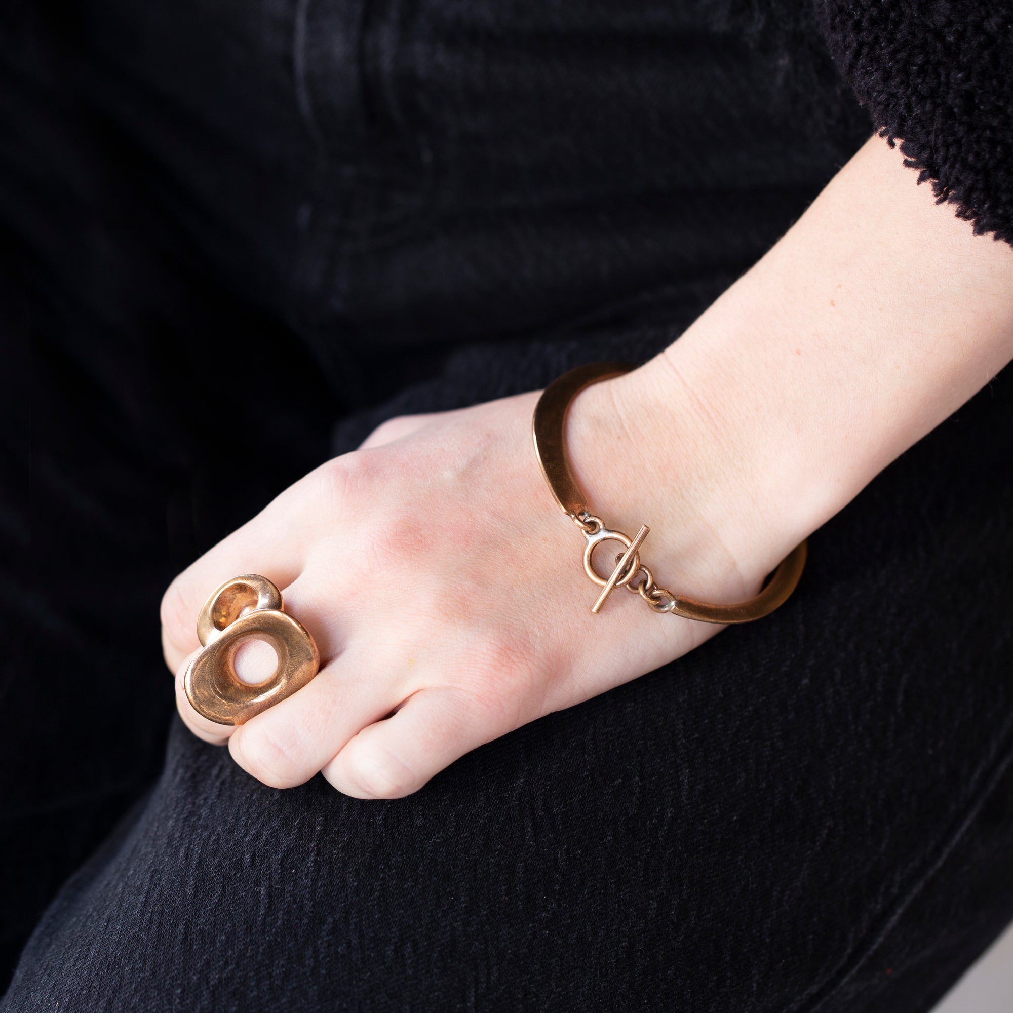 Sculptural Brass Ring & Bracelet