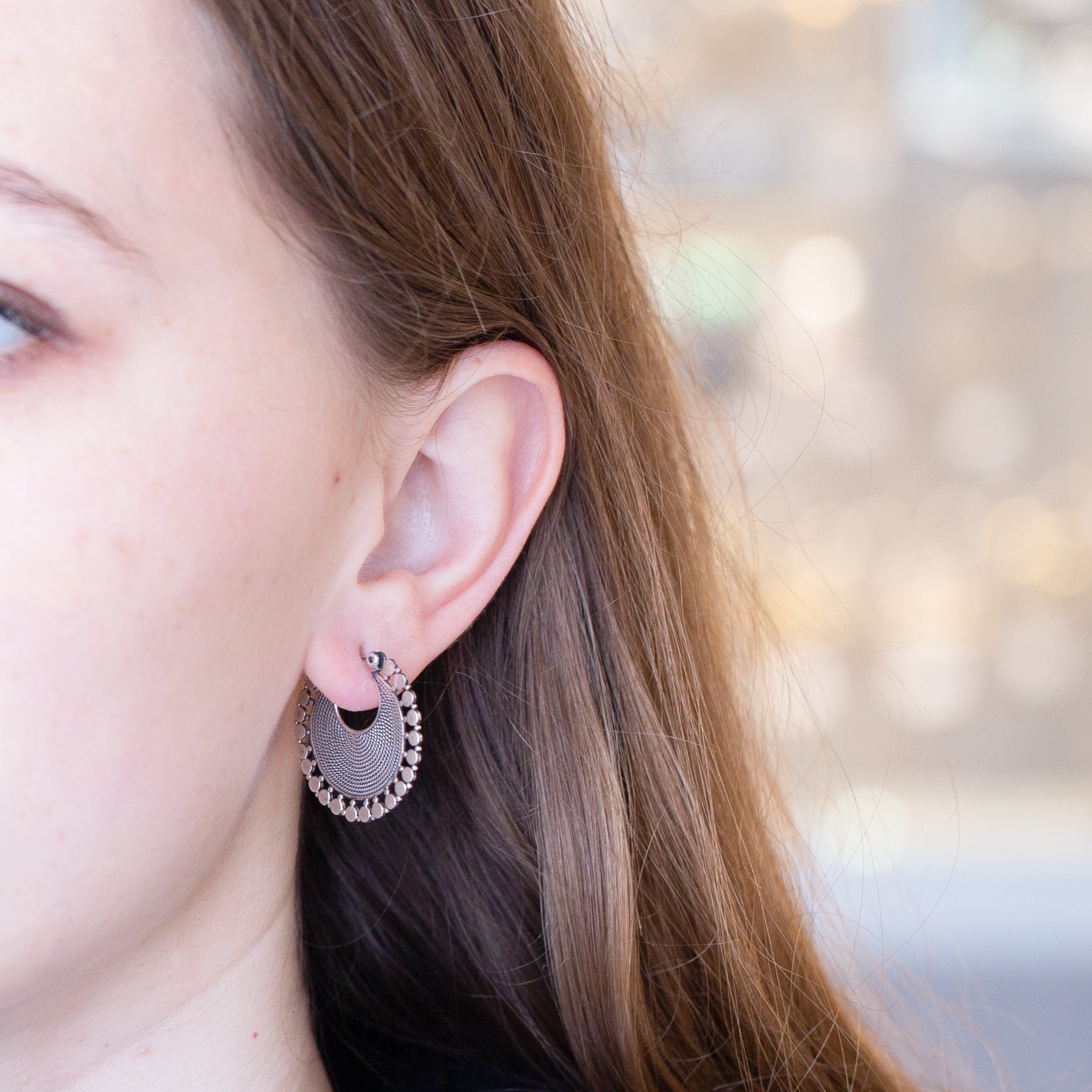 Gold and Silver Fan Earrings