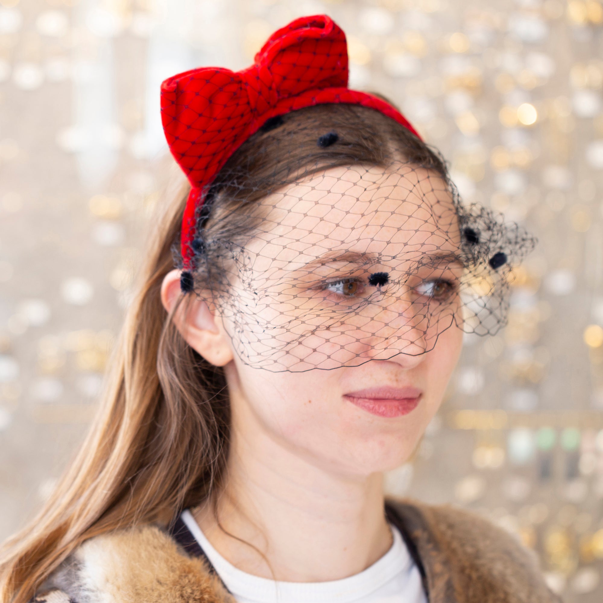 Red Valentino Velvet Headpiece with Veil