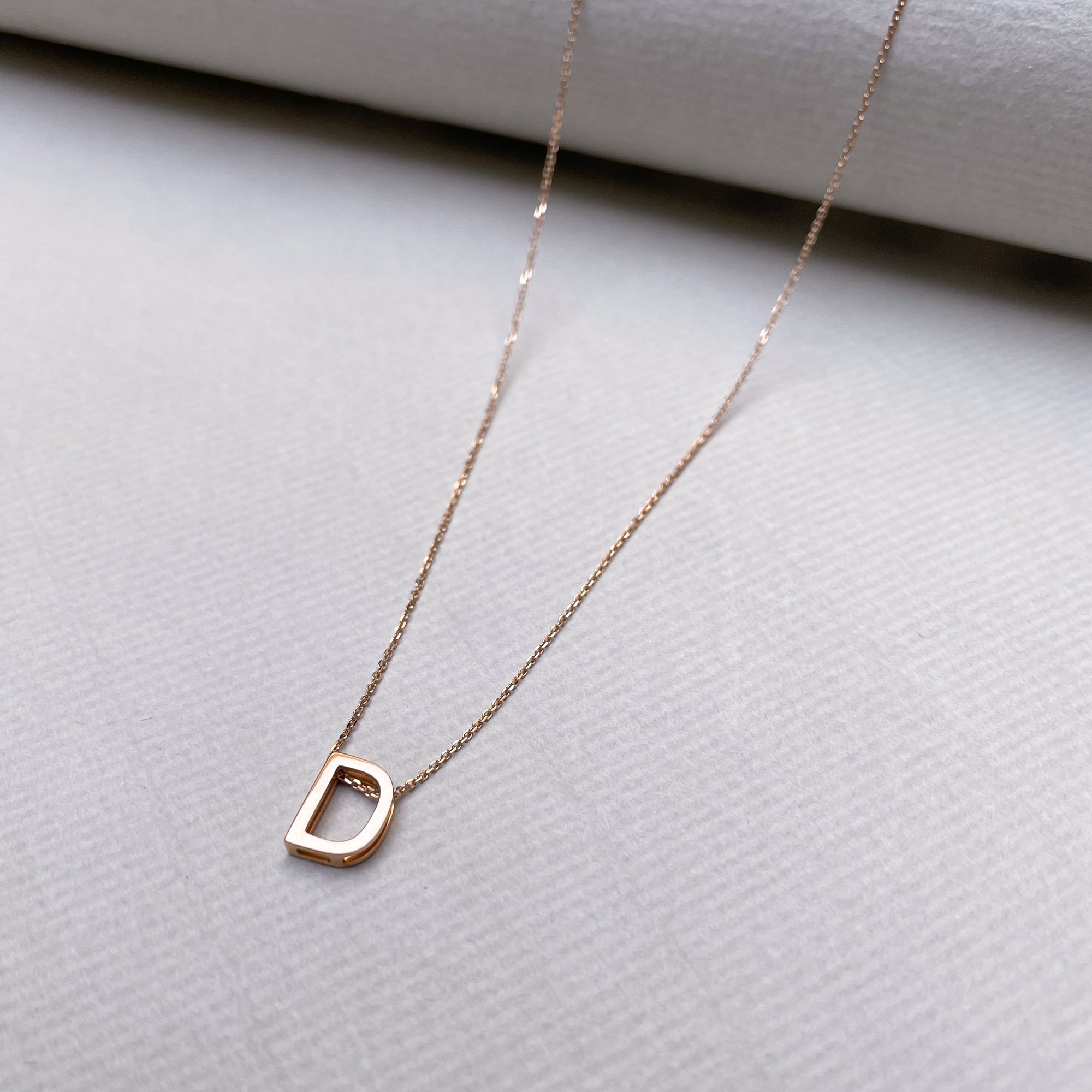 18ct Rose Gold Alphabet Necklace - D