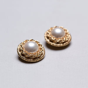 Vintage Gold and Pearl Clip-on Earrings