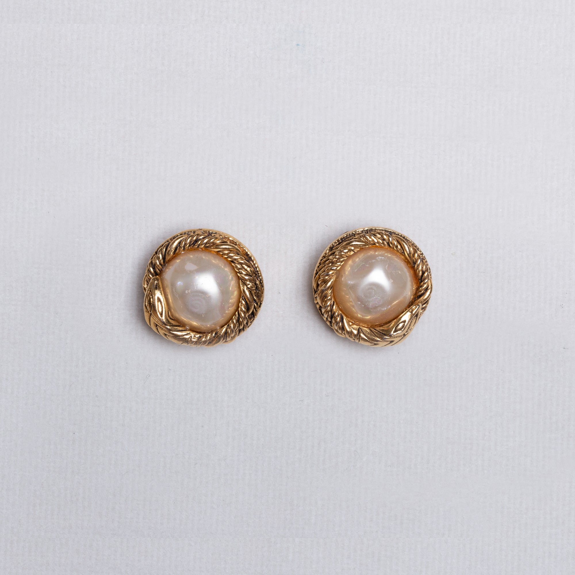 Vintage Chanel Gold Clip-on Earrings with Pearls