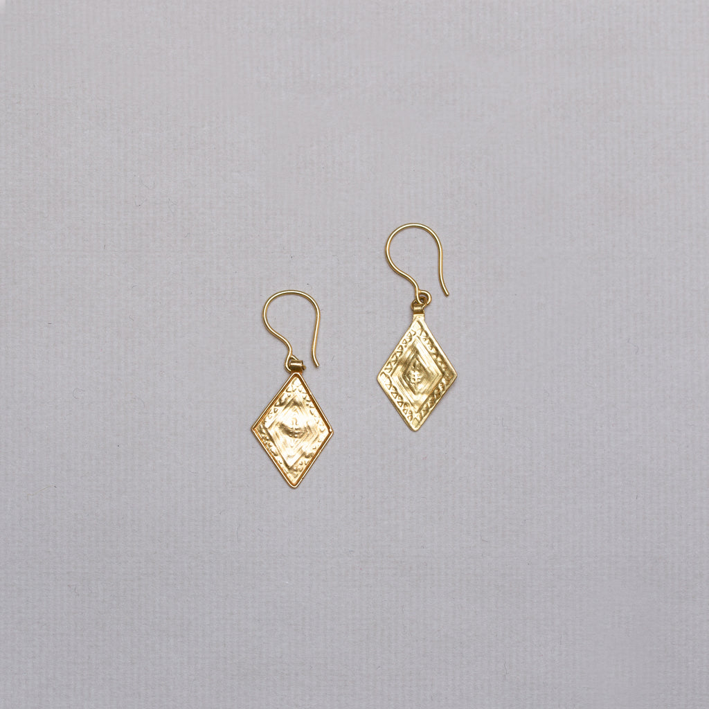 Gold Rhombus Drop Earrings