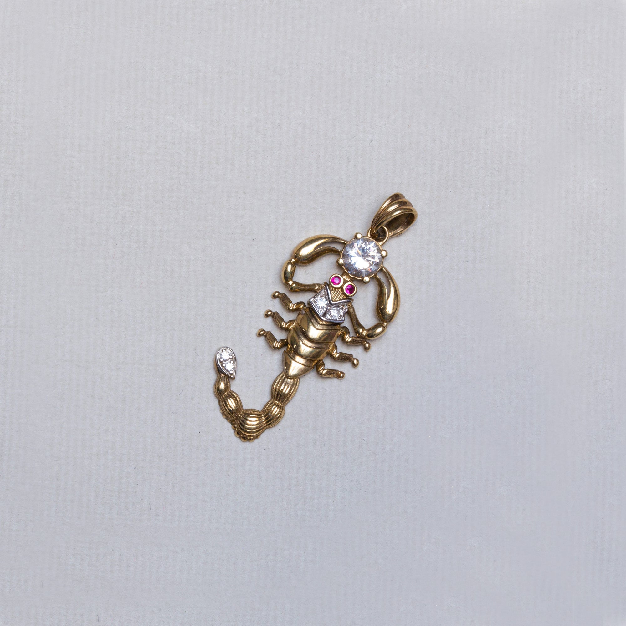 Vintage 9ct Gold Scorpio Pendant Charm with Cubic Zirconia