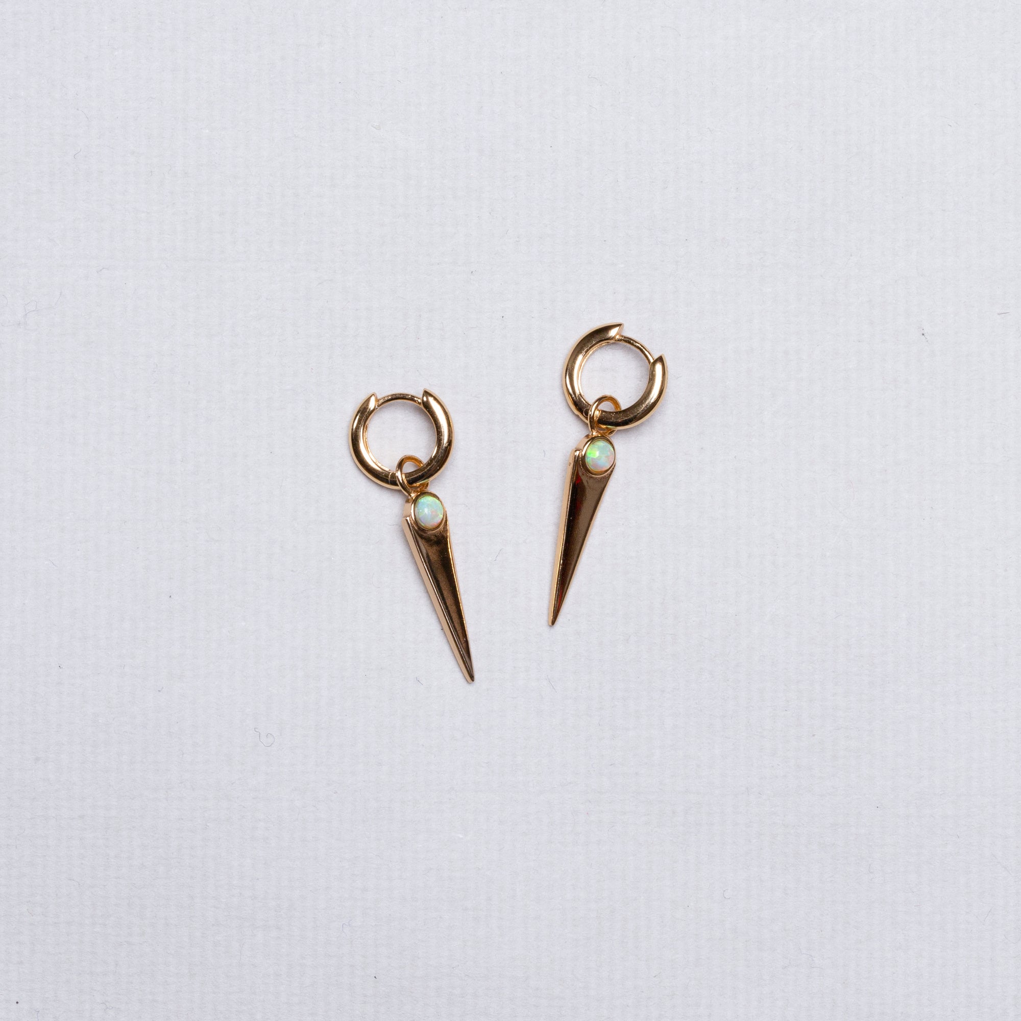 Green Opal Spike Charm Hoop Earrings