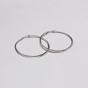 Flat Silver Large Hoop Earrings