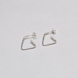 Open Silver Triangle Stud Earrings