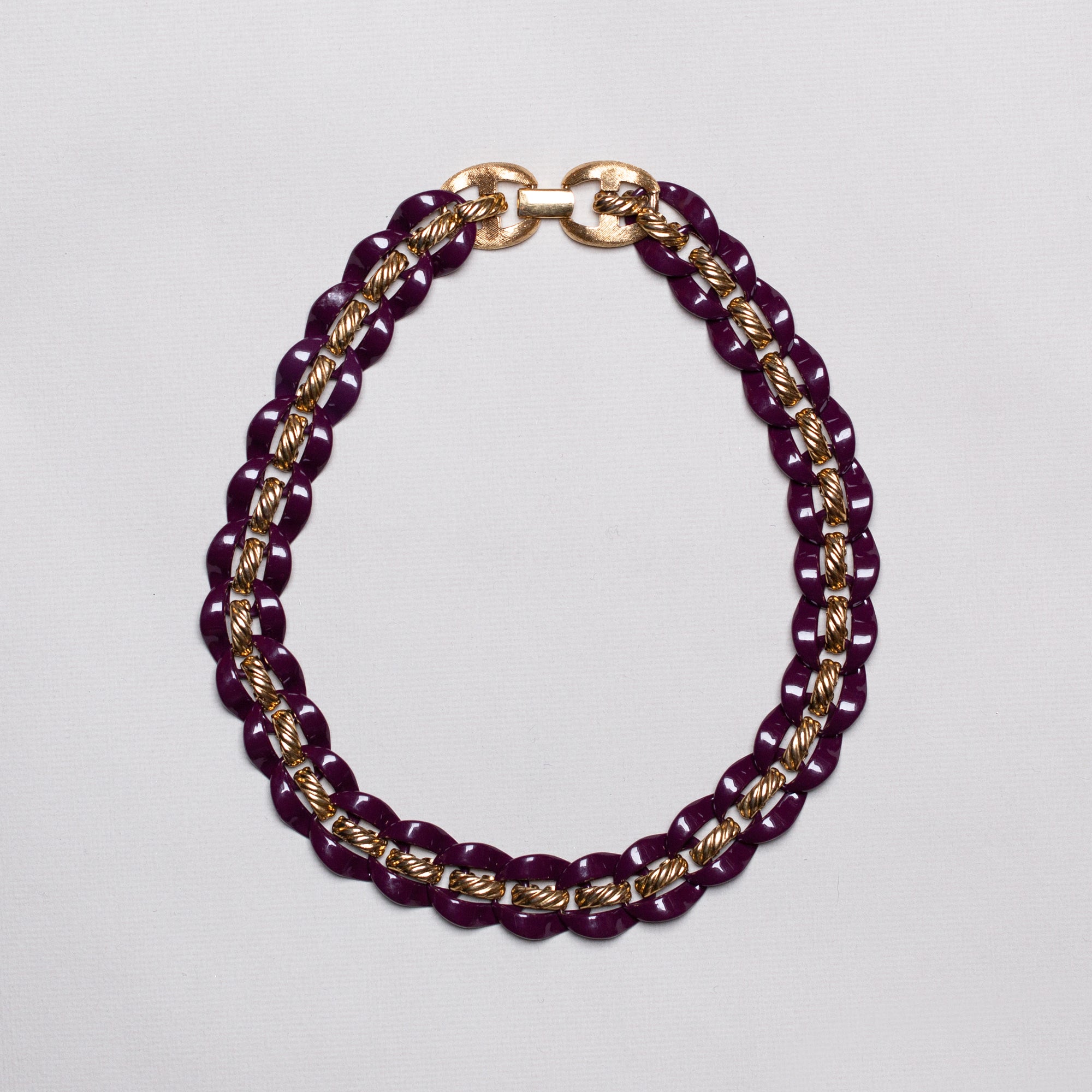 Vintage Gold and Purple Chain Necklace