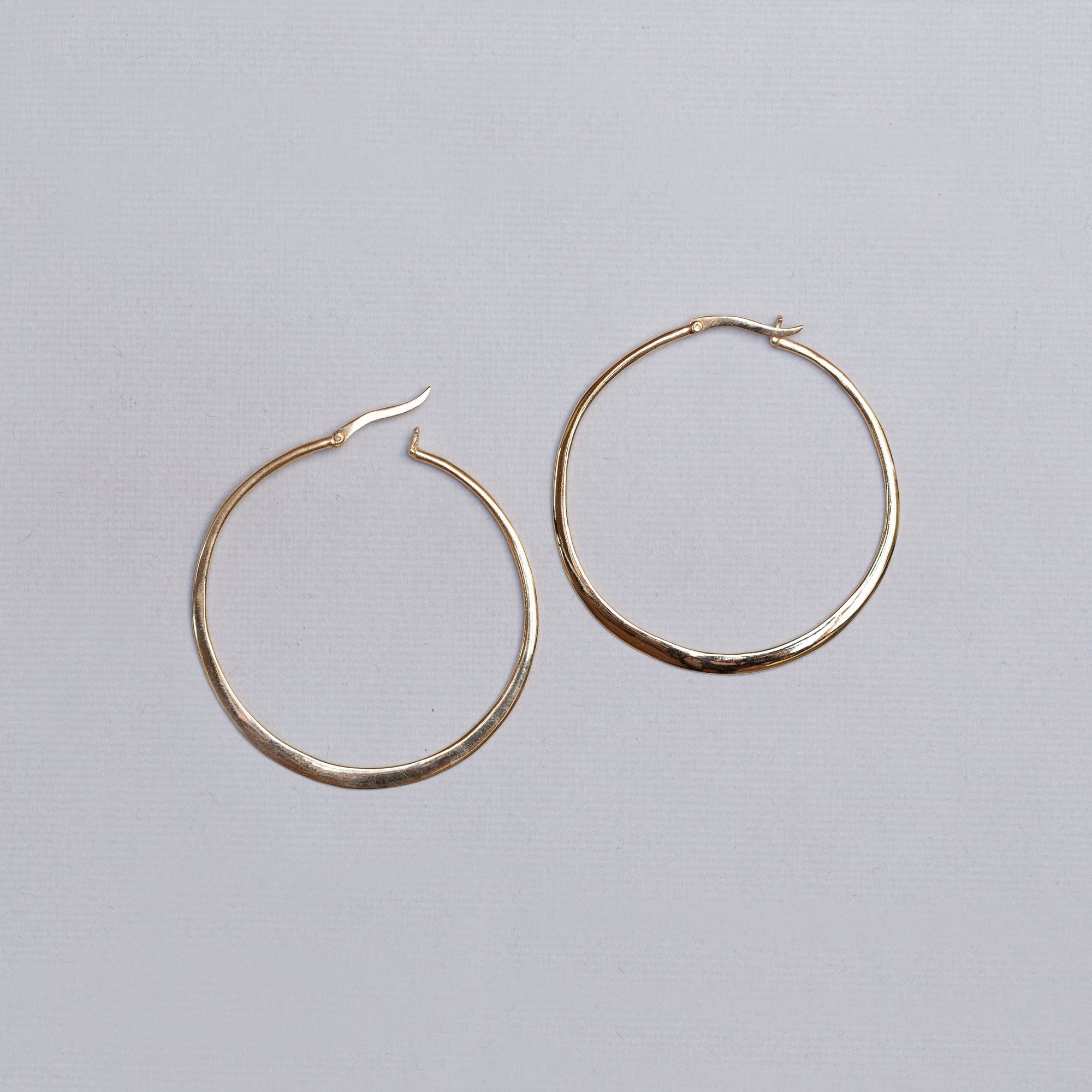 Flat Gold-plated Large Hoop Earrings