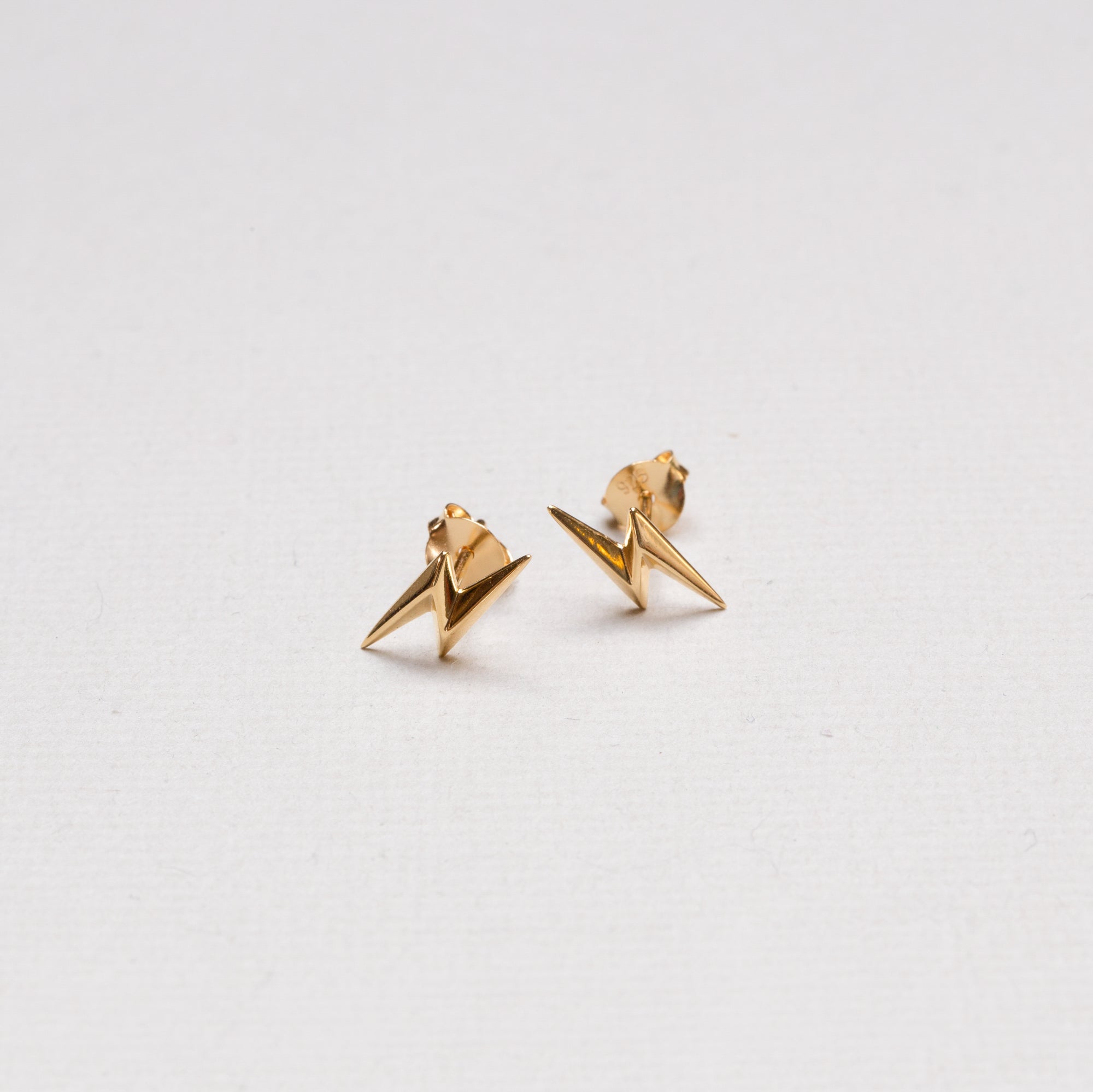 Lightning Bolt Gold Stud Earrings