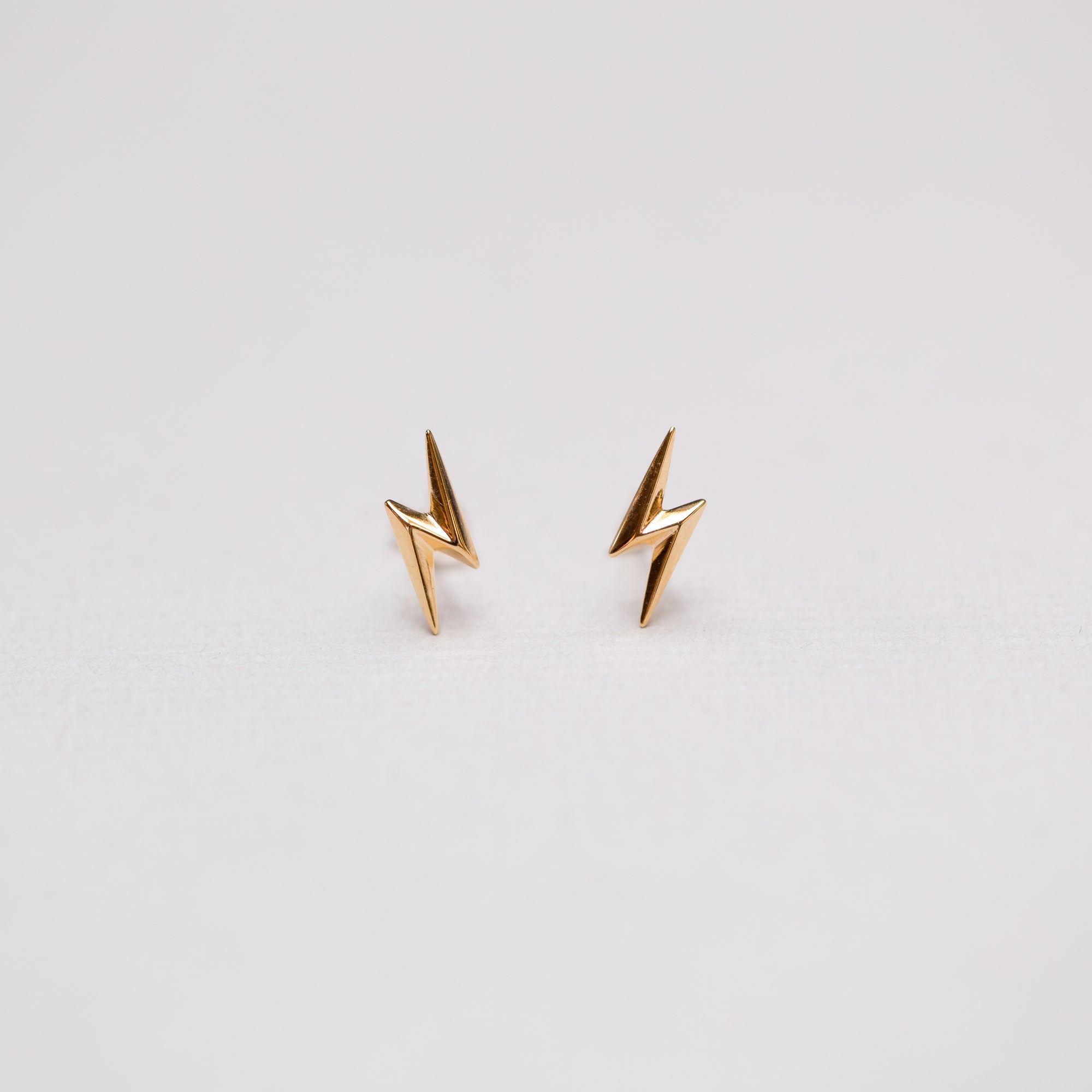 Lightning Bolt Gold Stud Earrings