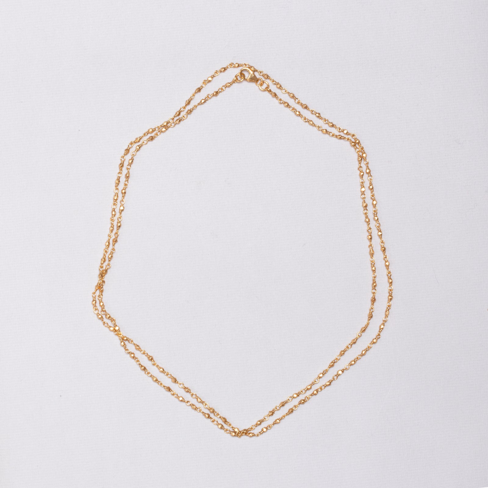 Long Gold-plated Silver Beads Chain Necklace
