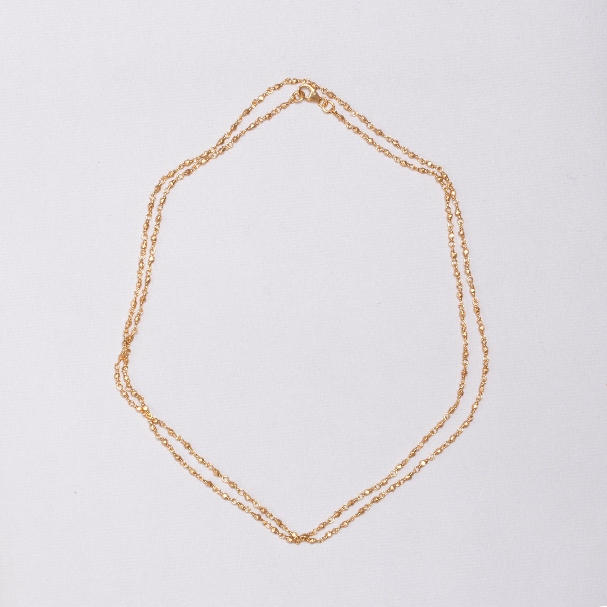 Long Gold-plated Silver Beads Chain Necklace