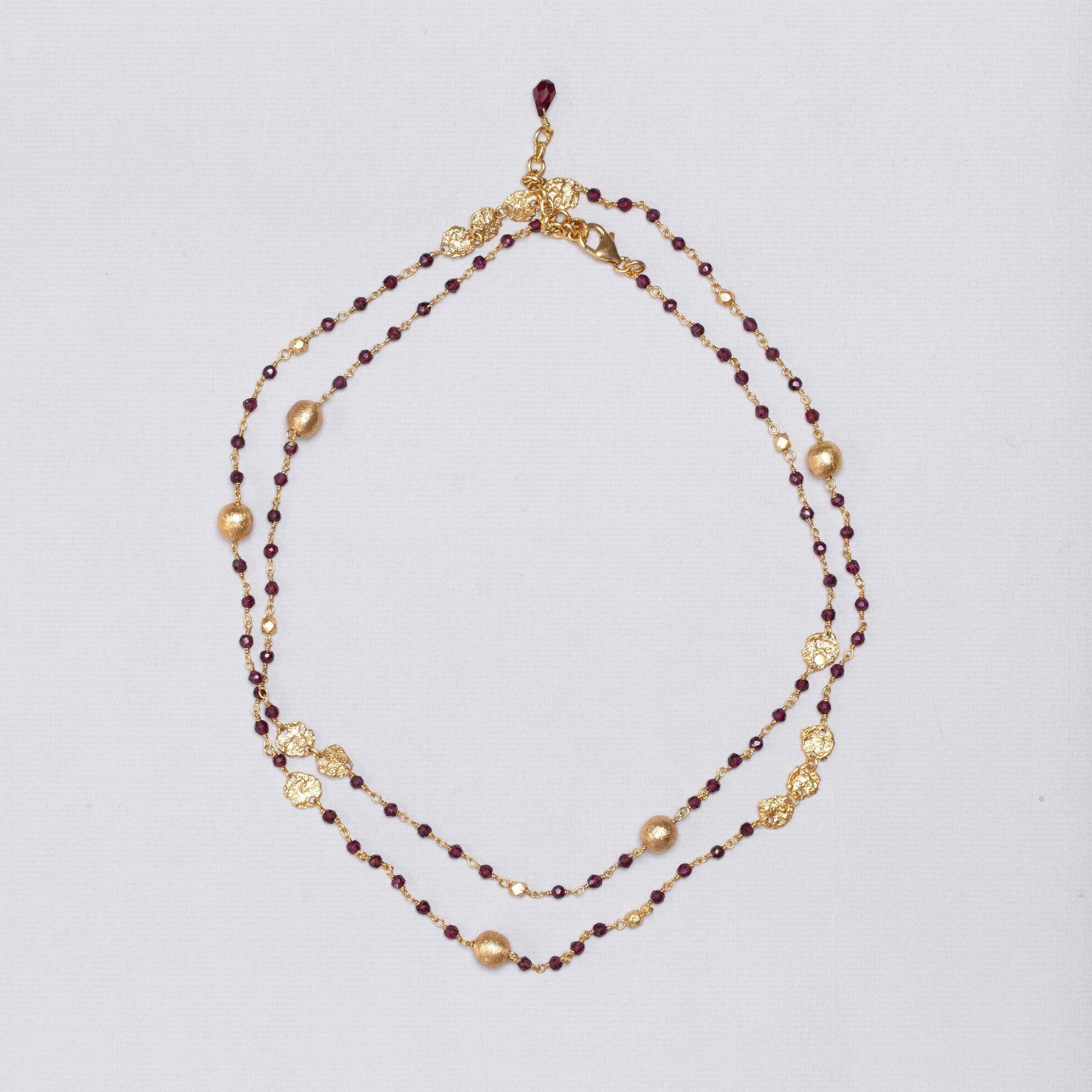 Long Gold-plated Chain Necklace with Amethyst