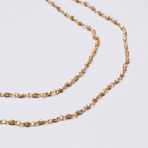 Long Gold-plated Silver Beads Chain Necklace