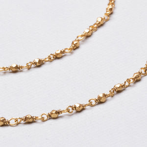 Long Gold-plated Silver Beads Chain Necklace