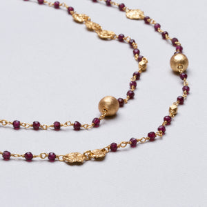 Long Gold-plated Chain Necklace with Amethyst