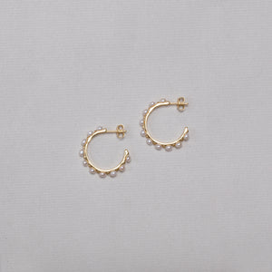 Pearl Stud Hoop Earrings