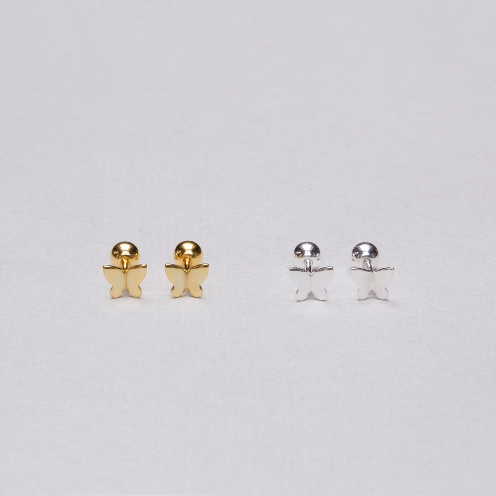 Gold-plated and Silver Butterfly Stud Cartilage Earring