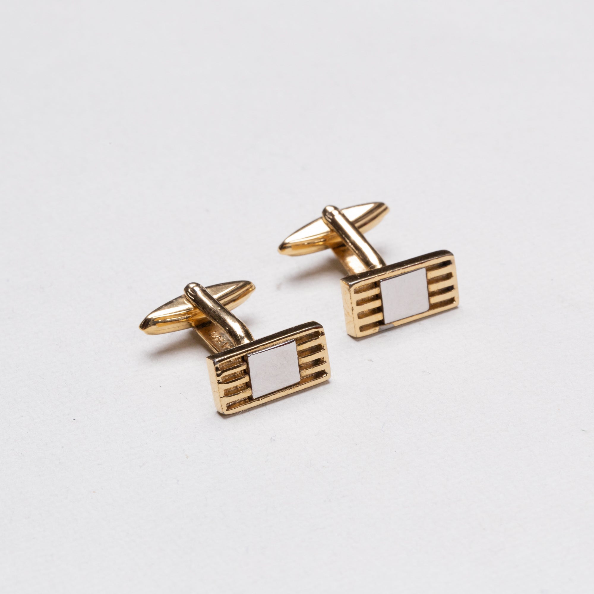 Vintage Lanvin Gold Ribbed Cufflinks