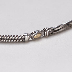 Vintage Cable Silver Choker Necklace with Diamonds