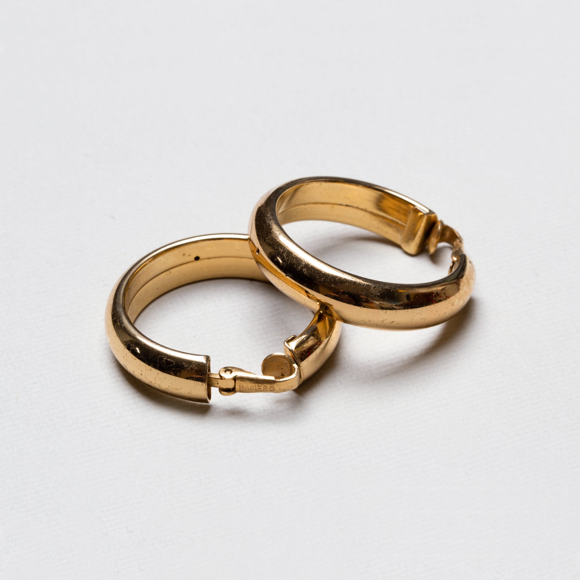 Vintage Gold Clip-on Hoop Earrings