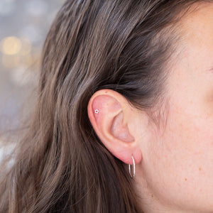 Gold-plated and Silver Bead Flower Stud Cartilage Earring