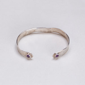 Sterling Silver Bangle Bracelet with Amethyst