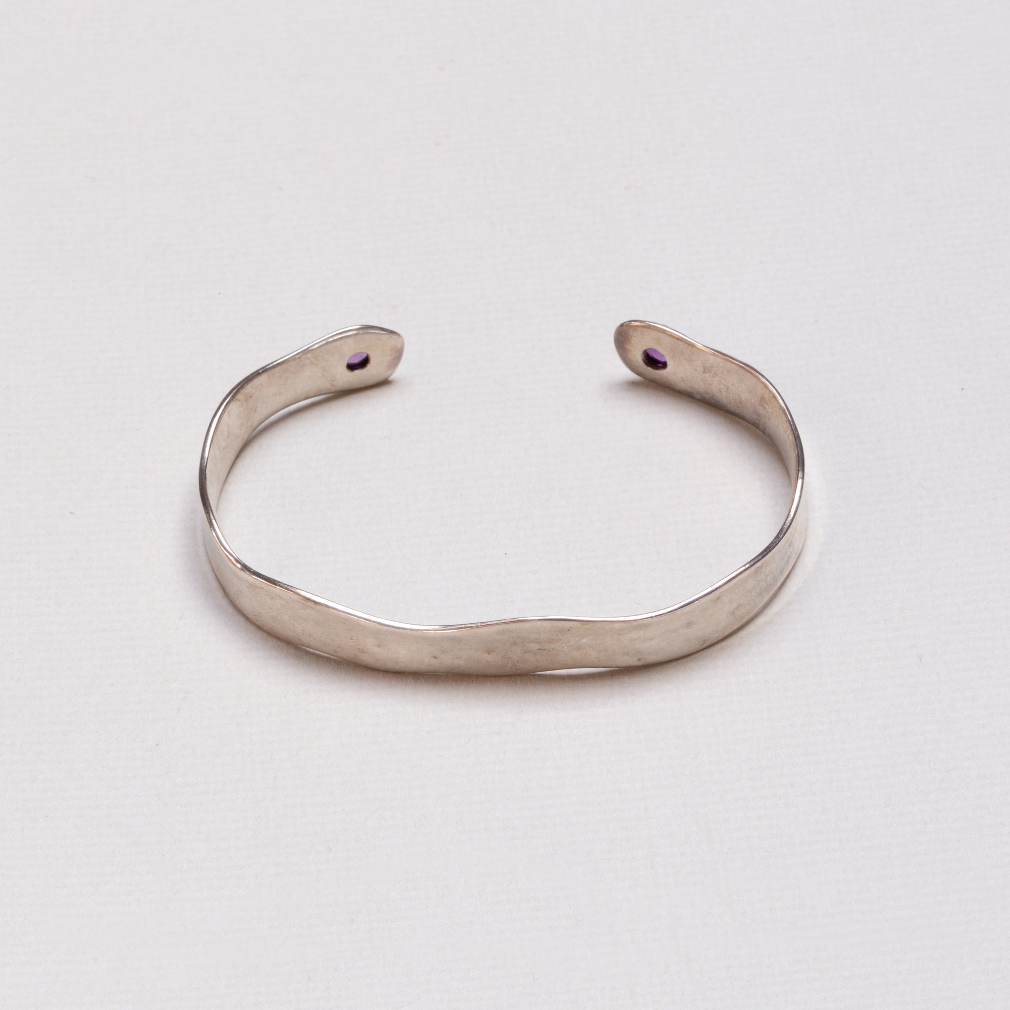 Sterling Silver Bangle Bracelet with Amethyst