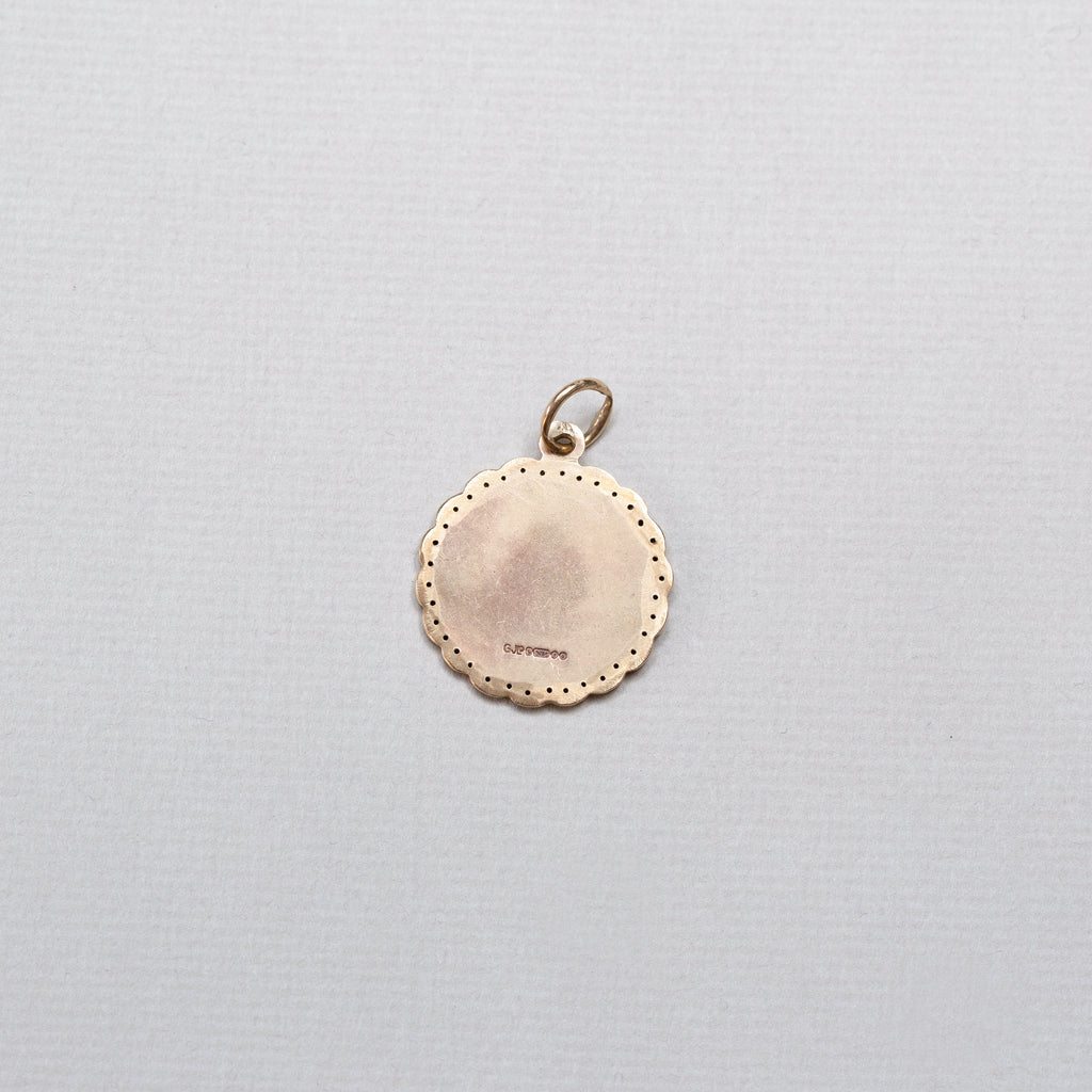 Vintage Gold Madonna Pendant with Black Diamonds