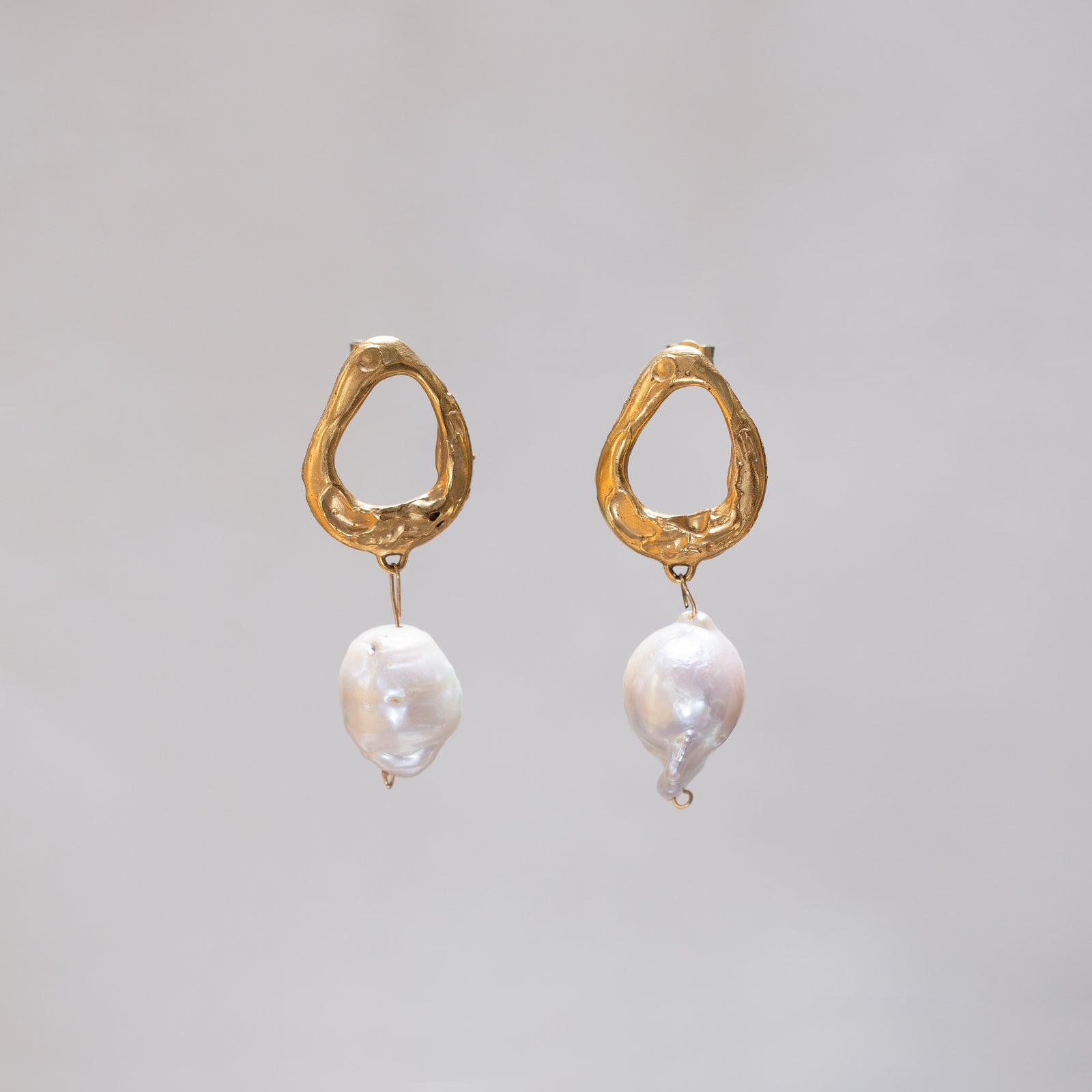 Baroque Pearl Gold Stud Earrings