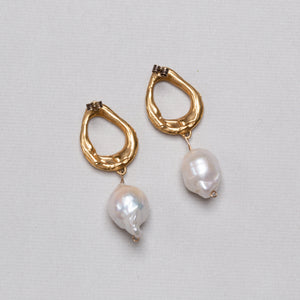 Baroque Pearl Gold Stud Earrings