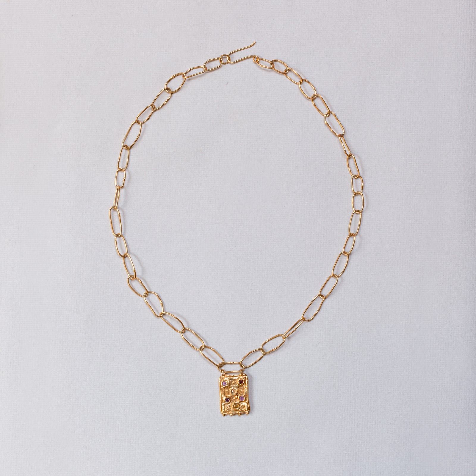 Rainbow Drop Rectangular Pendant Necklace