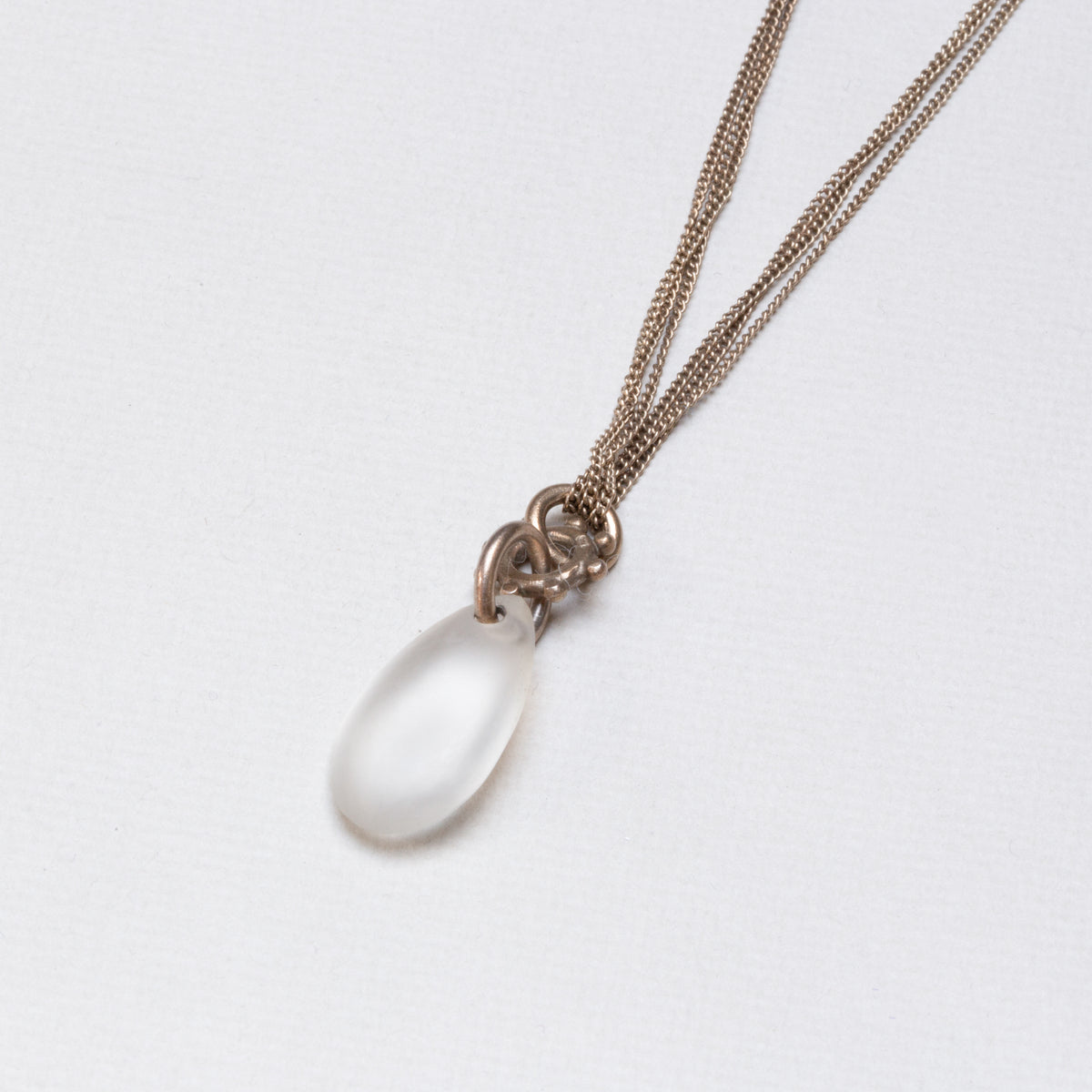 Set of Silver Necklace and Earrings with Frosted Glass