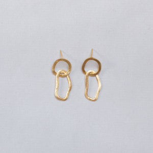 Double Oval Drop Stud Earrings