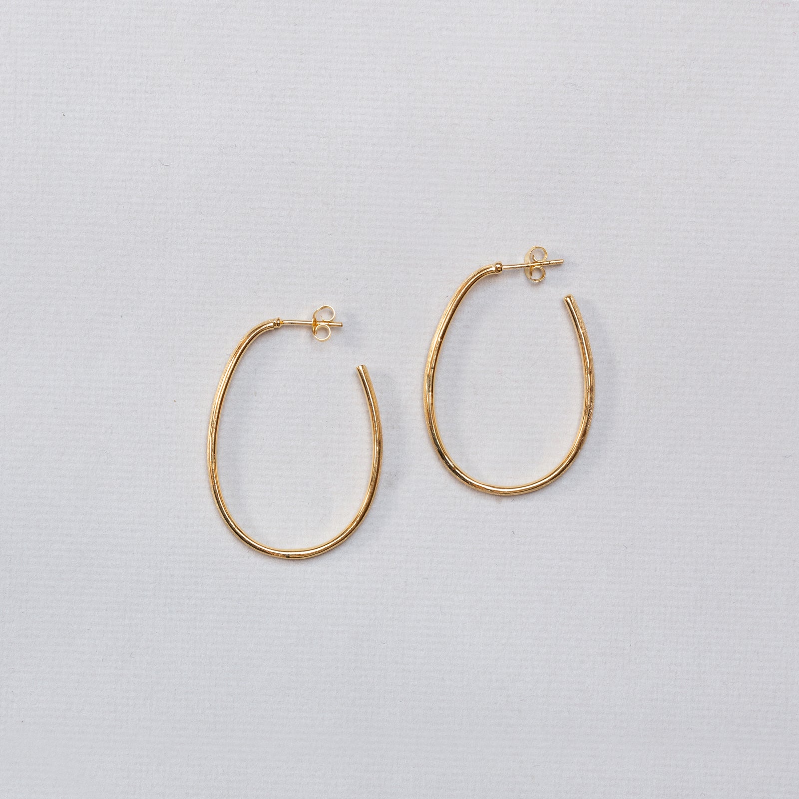 Textured Gold Oval Stud Hoop Earrings