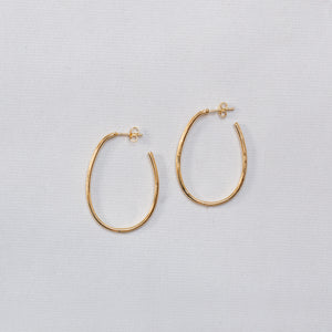 Textured Gold Oval Stud Hoop Earrings