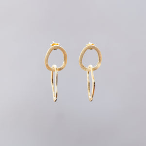 Double Oval Drop Stud Earrings