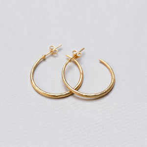 Textured Gold Open Stud Hoop Earrings