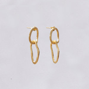 Double Oval Drop Stud Earrings