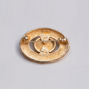 Vintage Christian Dior Gold-plated Brooch with Pearl