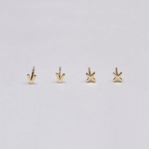 V and X Gold-plated Silver Stud Earrings