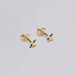 V and X Gold-plated Silver Stud Earrings